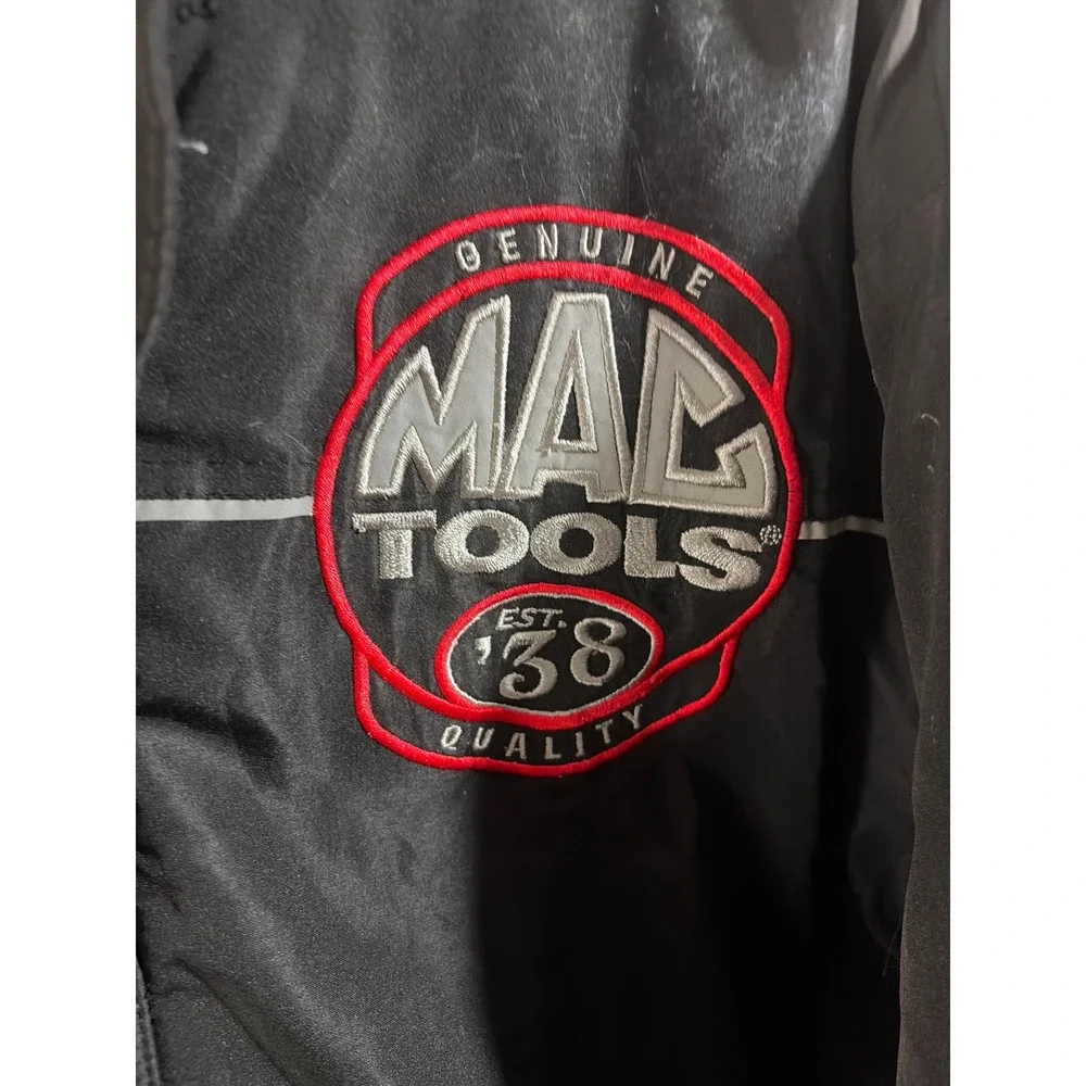 Mac Tools Racing Jacket Mens Large Black Quilted Embroidered Workwear Zip